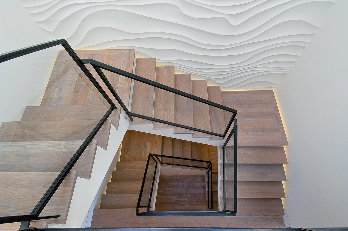 Interior design stair feature textured wall san francisco architects hood thomas architects
