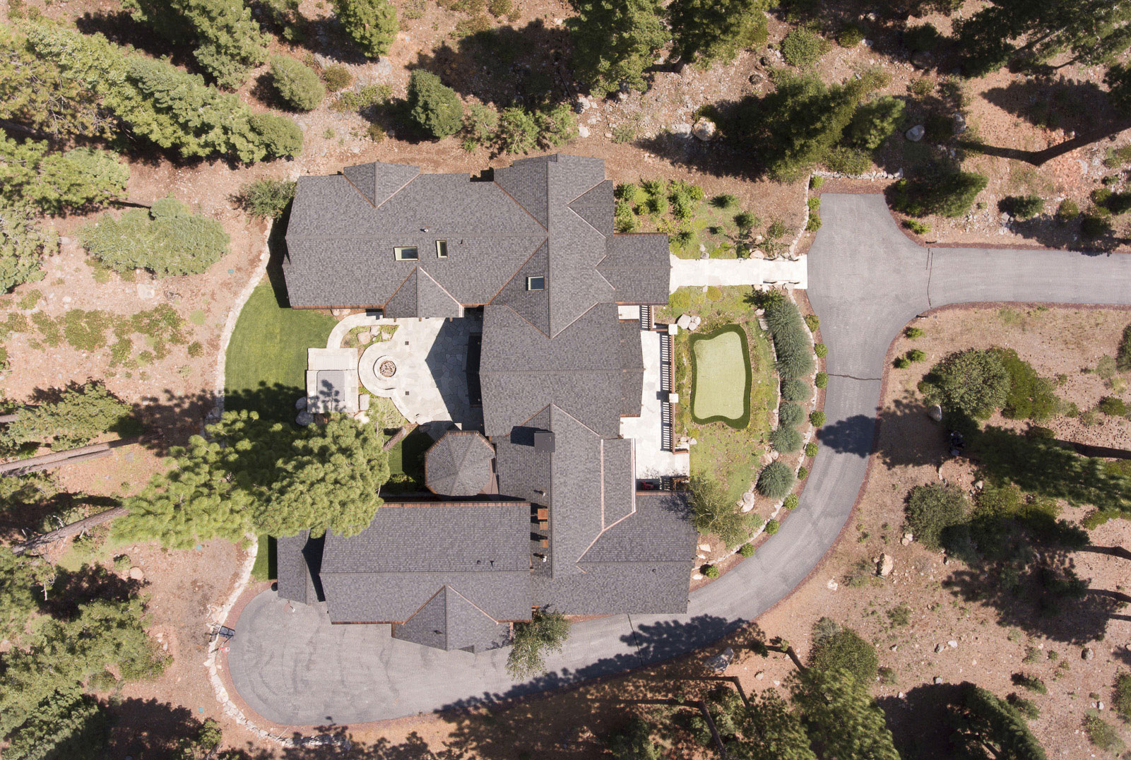 Martis Camp traditional custom home drone footage plan view hood thomas architects