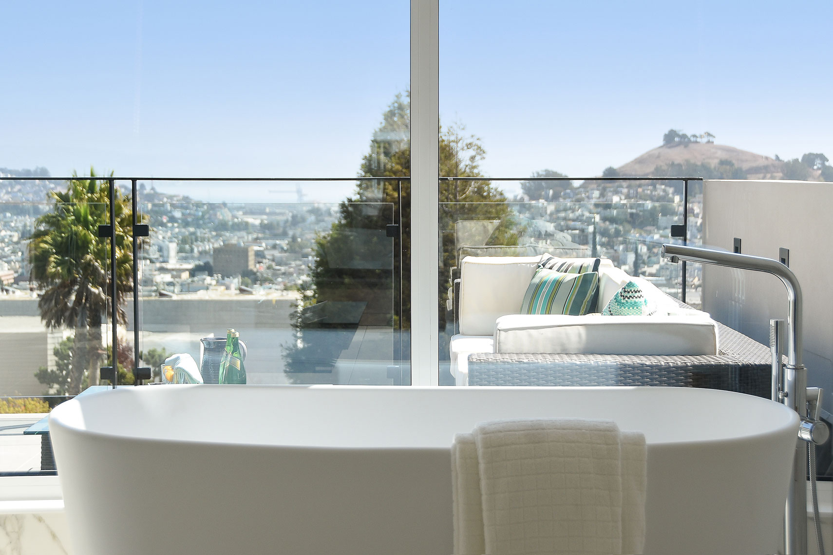Bathroom with a view Noe Valley San Francisco  soaking tub passive house hood thomas architects